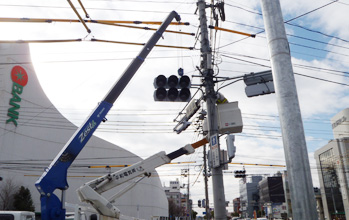 信号機の取り付け工事イメージ